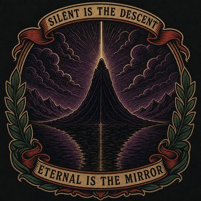 a picture of a mountain with the words silent is the descent
