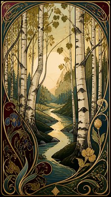 a serene birch forest in soft morning light, no people, no text