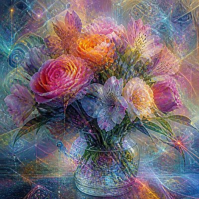 bouquet of flowers in a glass vase