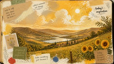 sweeping panoramic landscape with a dramatic sky