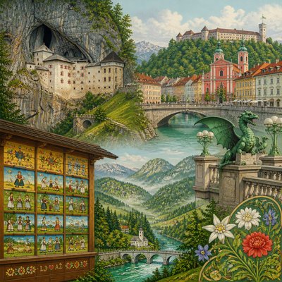 wide landscape with natural scenery — Slovenian Art Style