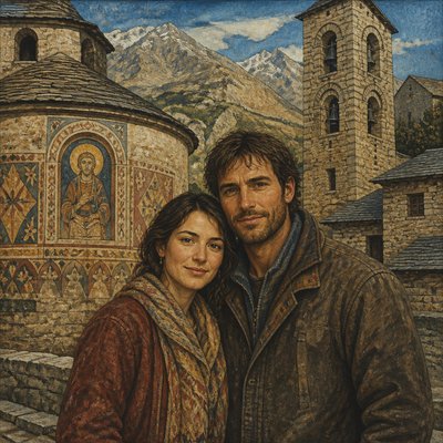 portrait of two people together — Andorran Art Style