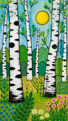 a serene birch forest in soft morning light, no people, no text