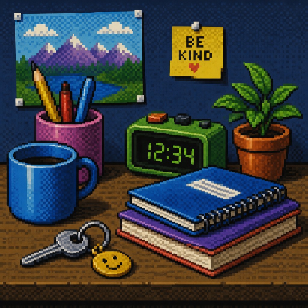 still life with everyday objects — Pixel Art Style