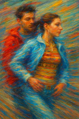 a painting of a man and a woman