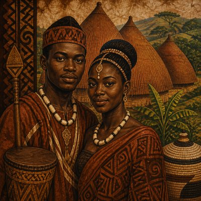 portrait of two people together — Ugandan Art Style