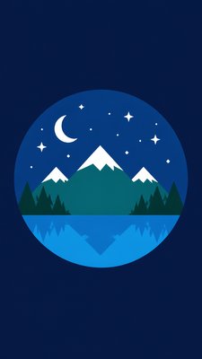 a tranquil mountain lake beneath a starry night sky, no people, no text