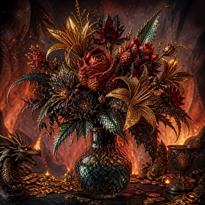 bouquet of flowers in a glass vase