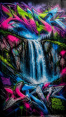 towering waterfall cascading down a cliff