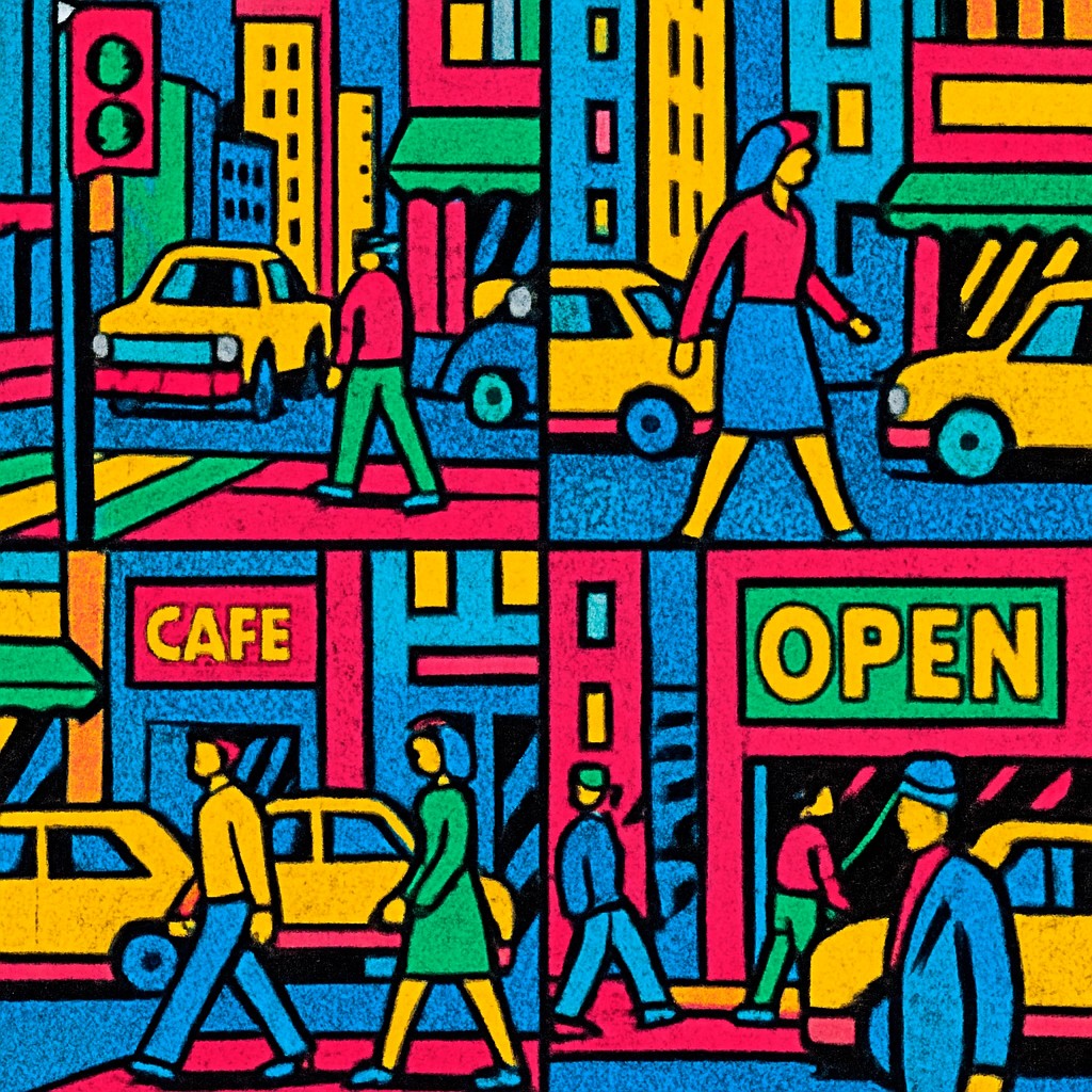 urban street with city activity