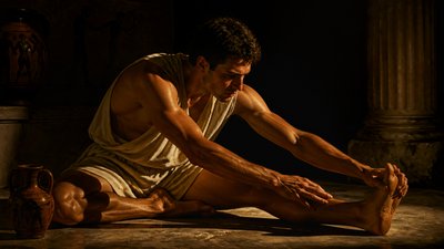 ancient greek athlete stretching exercise