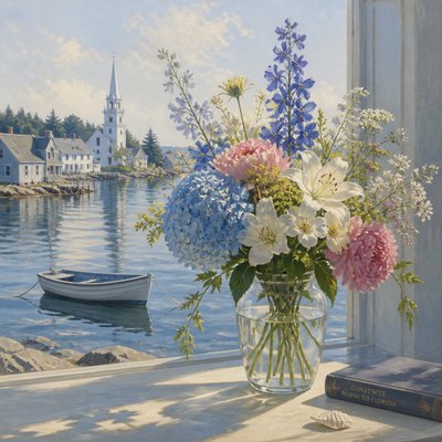 bouquet of flowers in a glass vase