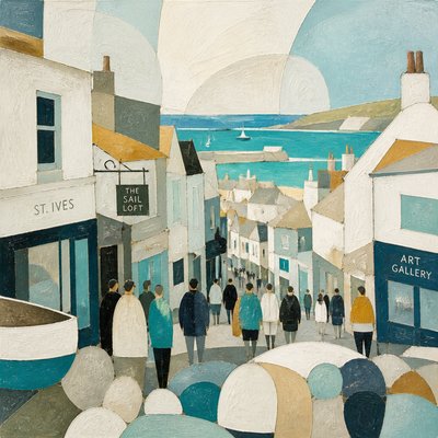 urban street with city activity — St Ives Art Style