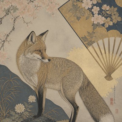 animal standing in natural pose — Japonisme Art Style