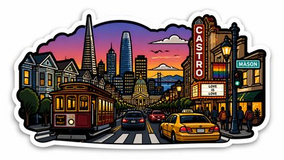 bustling city street panorama at dusk
