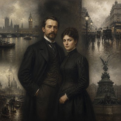 portrait of two people together — London Art Style