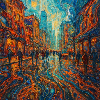 urban street with city activity