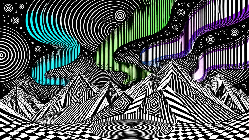 a flowing aurora over snowy peaks, wide sweeping composition, no people, no text