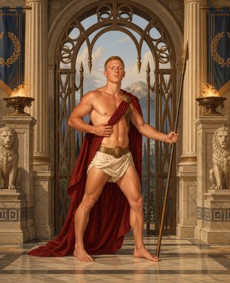 a painting of a man in a roman costume