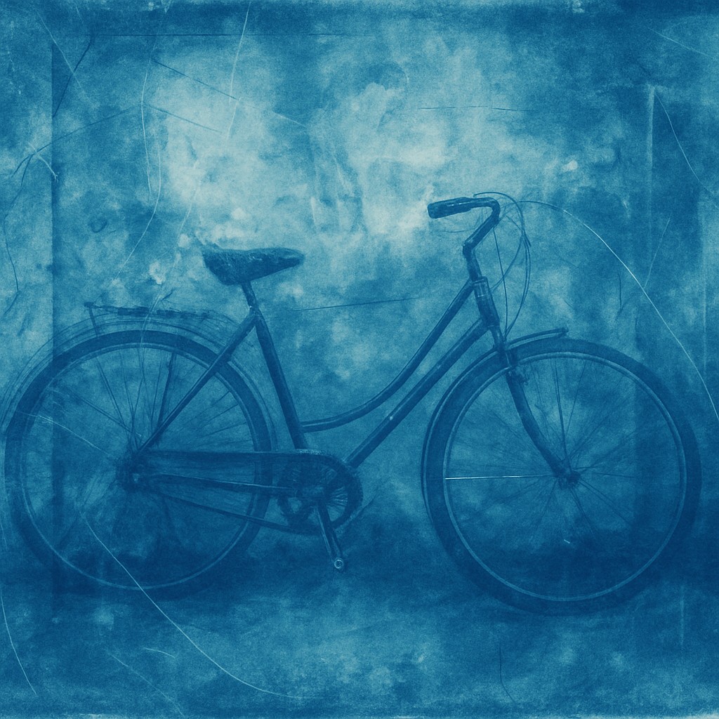 bicyle resting against a wall