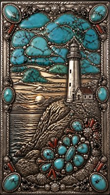 a lone lighthouse on a cliff at dusk under a dramatic sky, no text or lettering