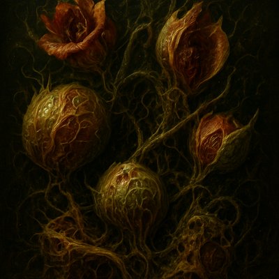 still life arrangement of fruits and flowers