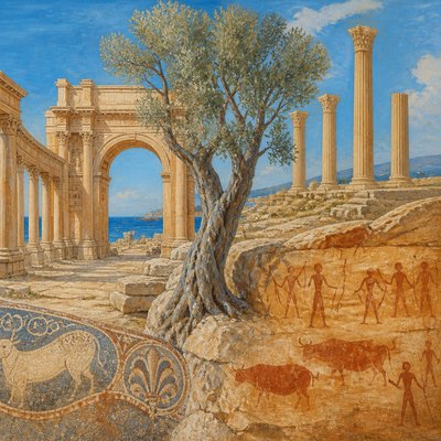 a tree in nature — Libyan Art Style