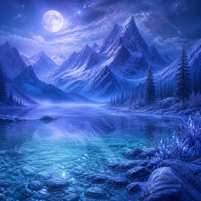serene landscape with mountains and water