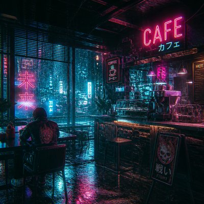 cozy cafe interior with warm lighting