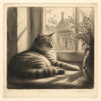 a cat lounging in a sunlit window