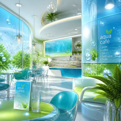 cozy cafe interior with warm lighting