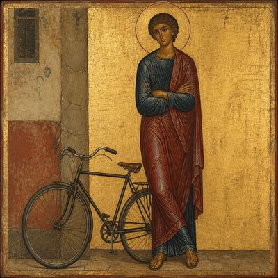 bicyle resting against a wall — Icon Art Style