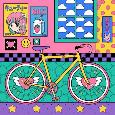 bicyle resting against a wall
