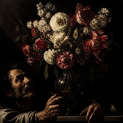 bouquet of flowers in a glass vase
