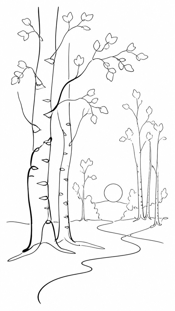 a serene birch forest in soft morning light, no people, no text