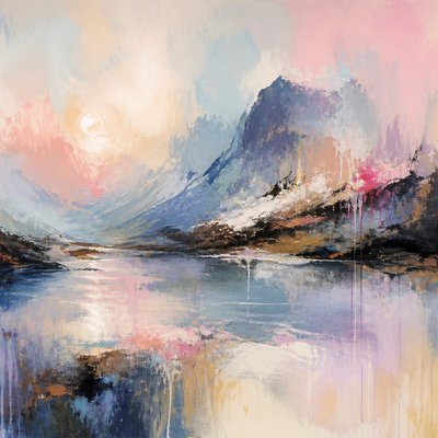 serene landscape with mountains and water