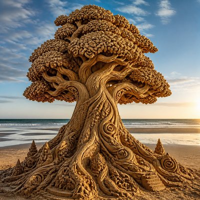 a tree in nature — Sand Sculpture Style