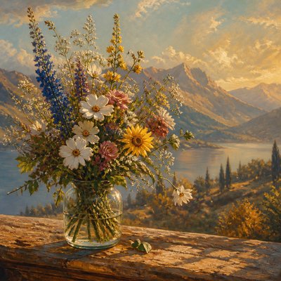 bouquet of flowers in a glass vase