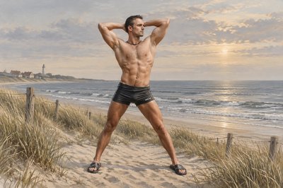 a man standing on a beach next to the ocean