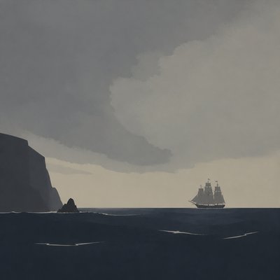 sailing ship on a stormy sea