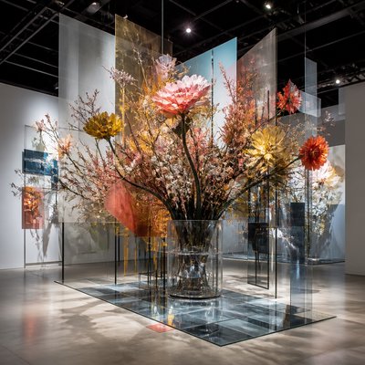 bouquet of flowers in a glass vase