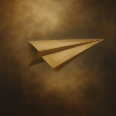 a paper plane, clean minimal composition on a plain background, no text