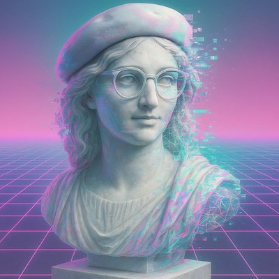 Vaporwave Marble Sculpture Style Transfer Example