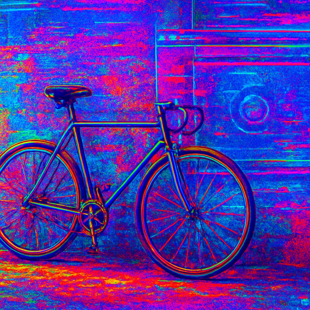bicyle resting against a wall