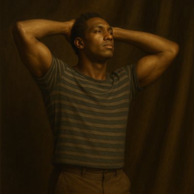 a man with his hands on his head