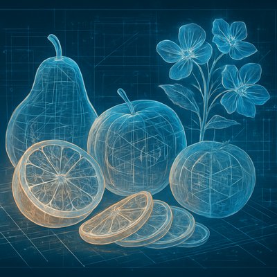 still life arrangement of fruits and flowers