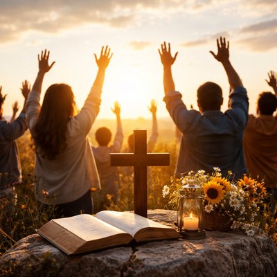 Depict this without words: Hebrews 13:15 (KJV) By him therefore let us offer the sacrifice of praise to God continually, that is, the fruit of our lips giving thanks to his name.
