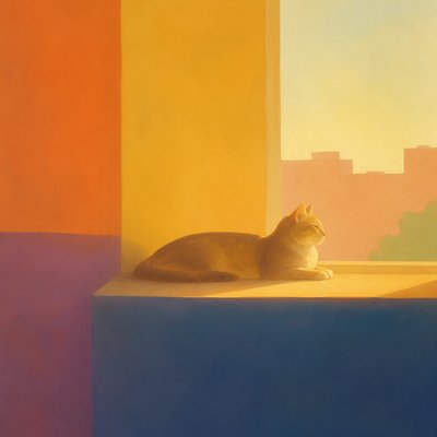 a cat lounging in a sunlit window