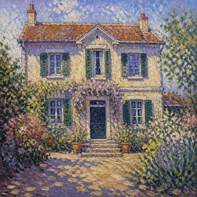 house with front view — Impressionist Landscape Art Style