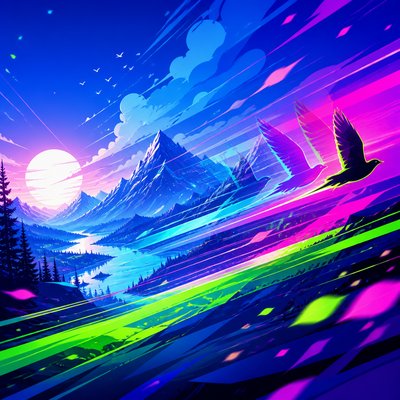 wide landscape with natural scenery — Motion Graphics Digital Art Style